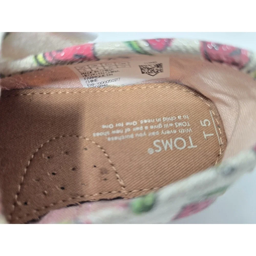 TOMS Tiny Kids Alpargata Shoes Watermelon Print Canvas Slip-On Size T5